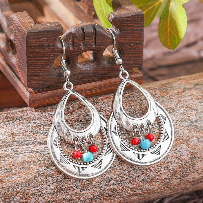 Wholesale 2pcs Bohemian Vintage Flower Tassel Elegant Earrings