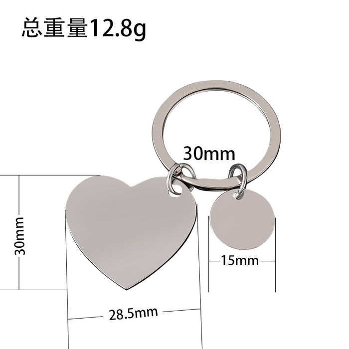Wholesale Stainless Steel Peach Heart Small Engraved Metal Keychain