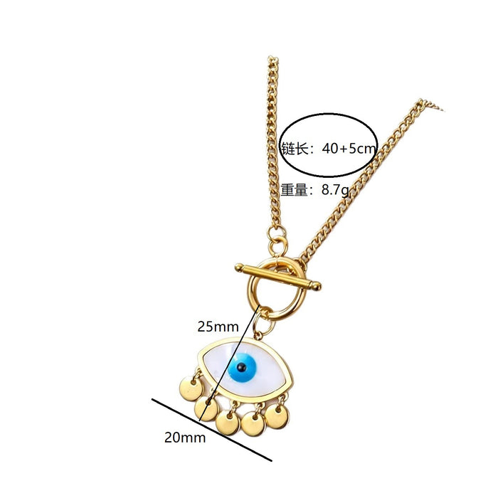 Wholesale Evil Eye Titanium Steel Clavicle Necklace