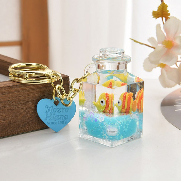 Wholesale Oil-Filled Bottle Aquarium Marine Animal Keychain