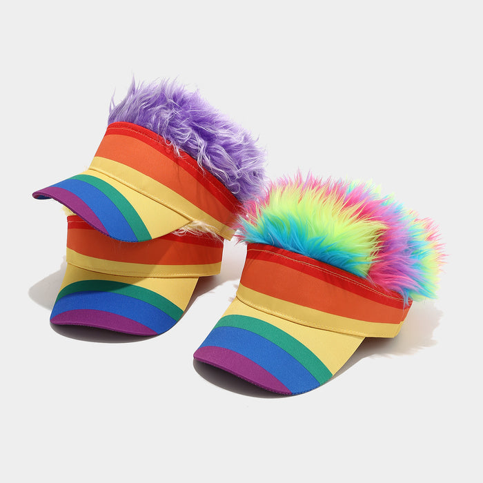 Wholesale Funny colorful striped fake baseball cap for holiday events and parties.