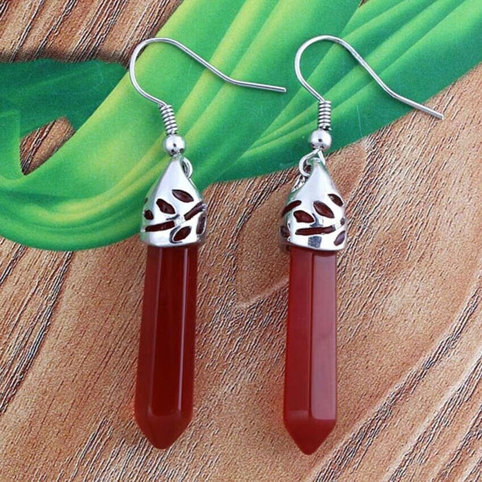 Wholesale Earrings Natural Crystal Natural Gemstone Hexagonal Post JDC-ES-YinW003