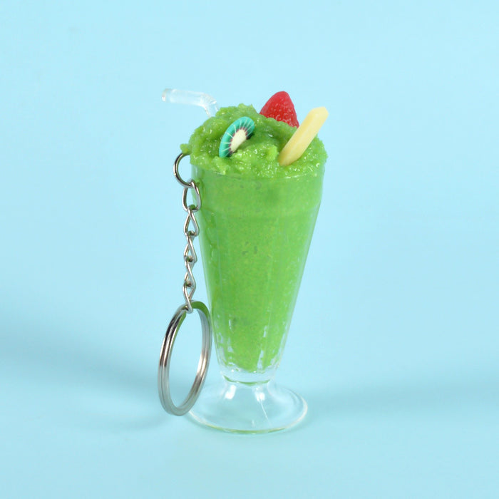Wholesale PVC Simulation Smoothie Cup Drink Keychain Pendant Strawberry Sundae Food Charm Stylish