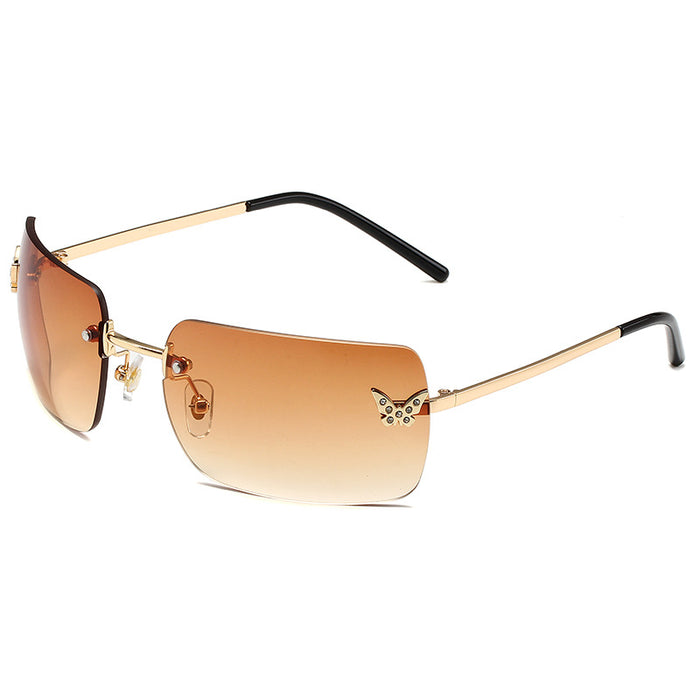 Wholesale Frameless Butterfly Diamond PC Sunglasses JDC-SG-HongR018