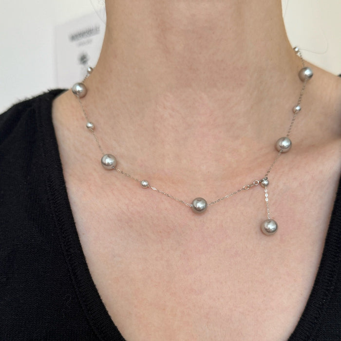 Wholesale Pearl necklace, silver light luxury collarbone chain, simple necklace