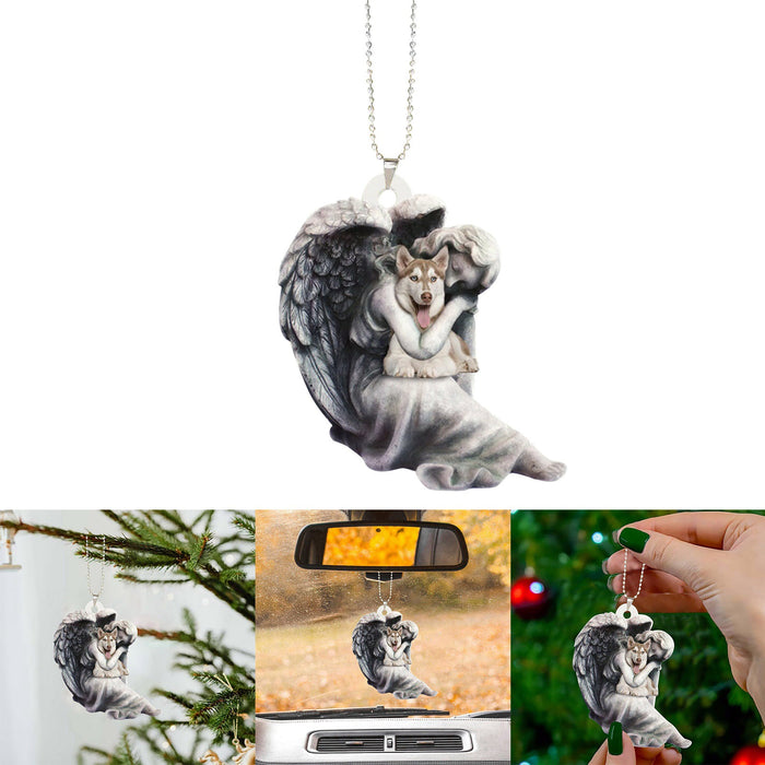 Wholesale Christmas Acrylic Double-sided Printing Cute Angel Dog Creative Car Pendant JDC-CA-CaiX001