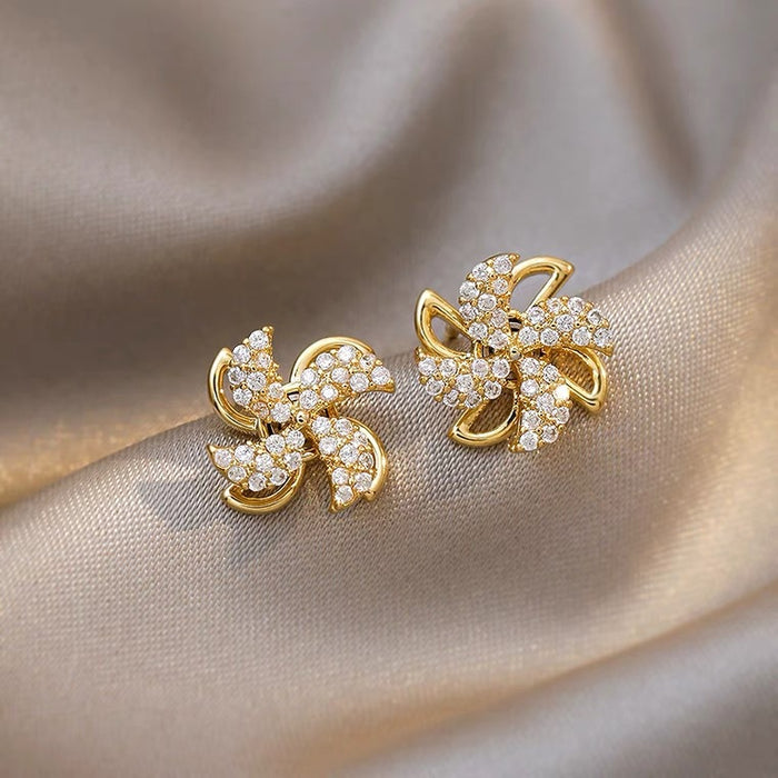 Wholesale Rotating windmill alloy earrings