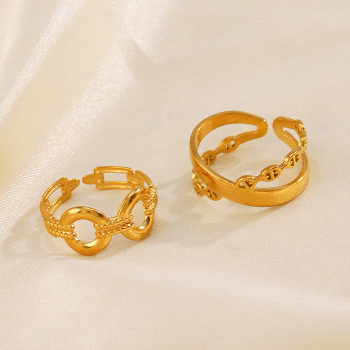 Wholesale Stainless Steel Rings geometric oval Adjustable rings for women