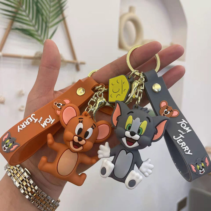 Wholesale Creative Cartoon Cat and Mouse Keychain Small Pendant Cute Couple Backpack Hanging Ornaments