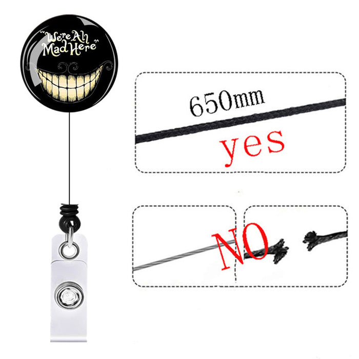 Wholesale ABS Full Flat Patch Skull Smiley Badge Scroll Retractable Keychain JDC-KC-QiDing019