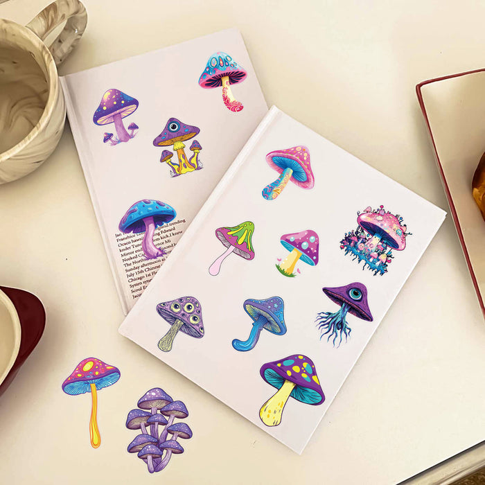 Wholesale 50 Transparent Colorful Mushroom Decorative Pet Stickers