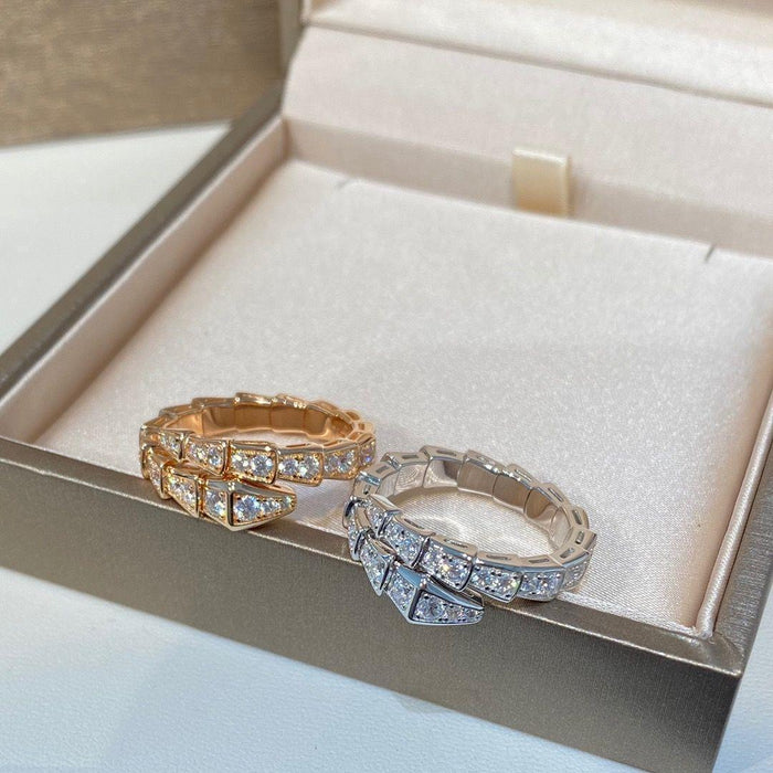 Wholesale Small Snake  Diamond Snake Bone  Open Ring Women's Index Finger Texture Ring