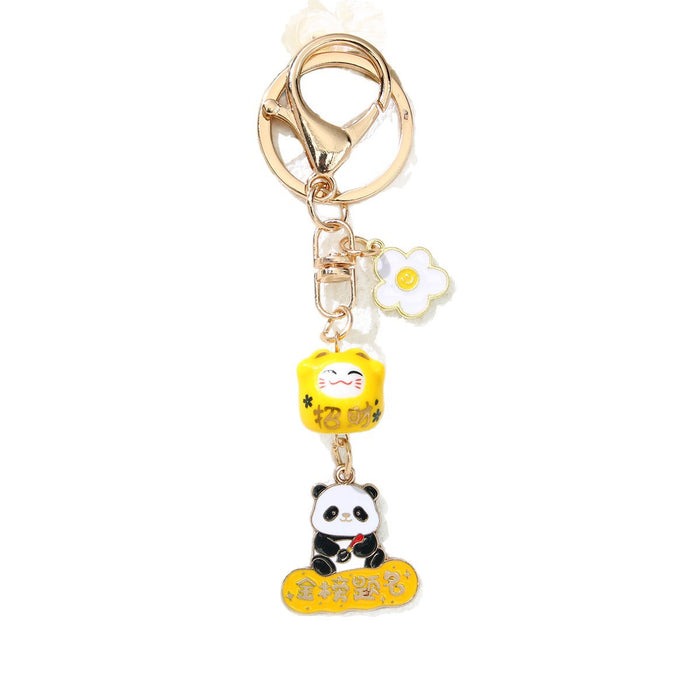 Wholesale Exam Success Lucky Cat Panda Keychain Zinc Alloy Cute Pendant Gift Student Schoolbag Accessory Boutique Resale