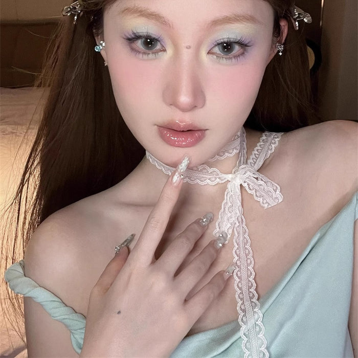 Wholesale Lace bow necklace, women's necklace accessories, collarbone chain, neck strap, temperament neck collar