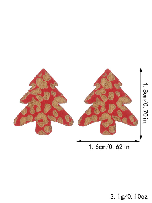 Wholesale Christmas wood carving leopard cute earrings JDC-ES-YiTian012