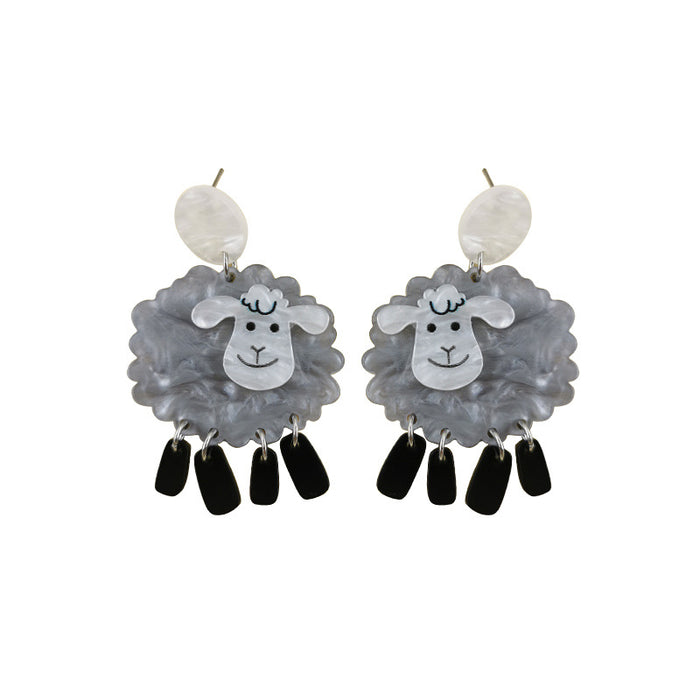 Wholesale Little Sheep Acrylic Printing Earrings JDC-ES-QingM005