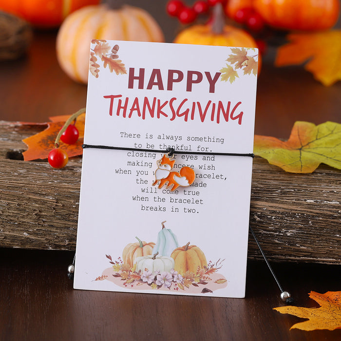 Wholesale Thanksgiving Personalized Creative Maple Leaf Turkey Pine Cone Bracelet Simple Color Card Jewelry