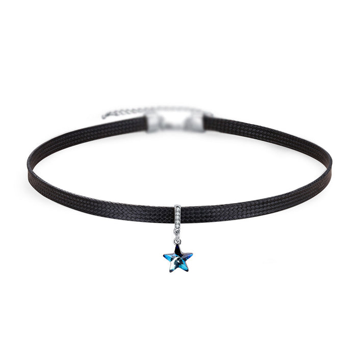 Wholesale Fashion Alloy Star Choker Necklace with Leather Rope Chain