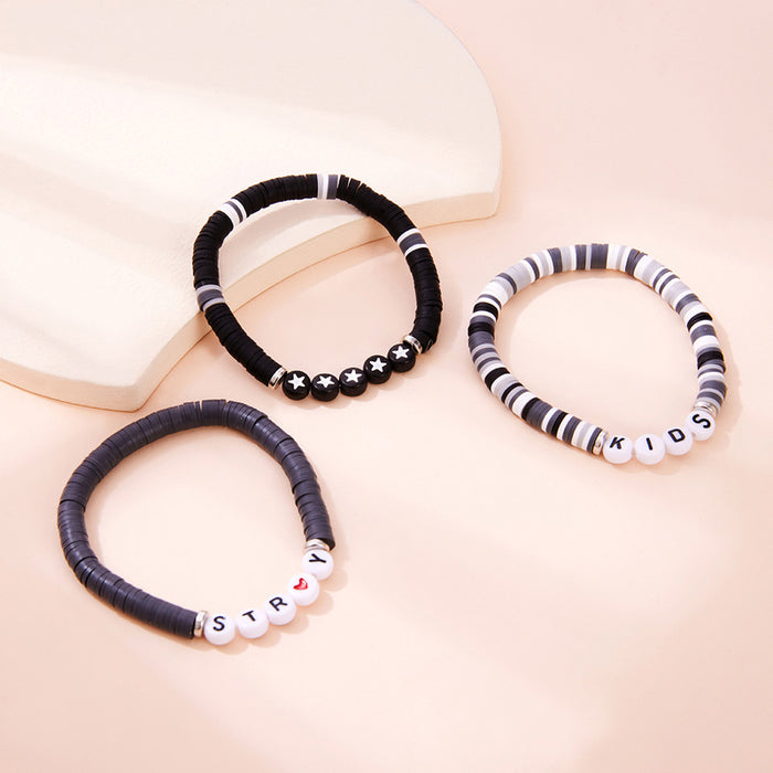 Wholesale Text Design Polymer Clay Bracelet Handmade Unisex Fashion Accessory Gift Minimum Quantity: 3