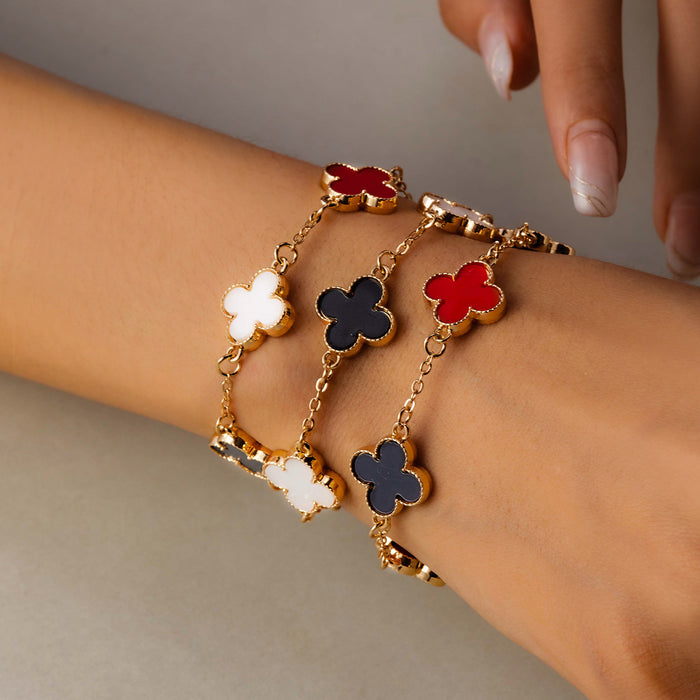 Wholesale Four-leaf Clover Bracelet Temperament Korean Simple Ins Five-flower Lucky Four-leaf Flower Versatile Bracelet Jewelry JDC-BT-GM008