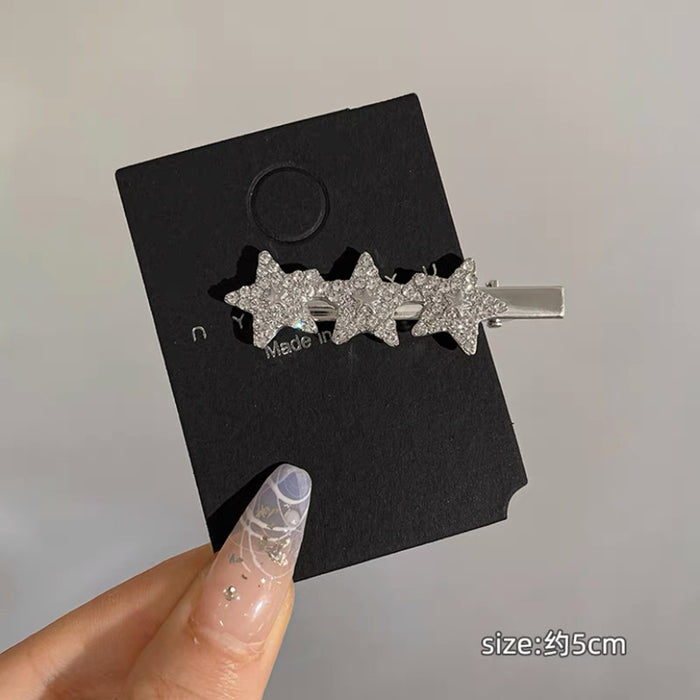 Wholesale  rhinestone star hairpin female bow love side clip duckbill clip forehead bangs clip simple hairpin head