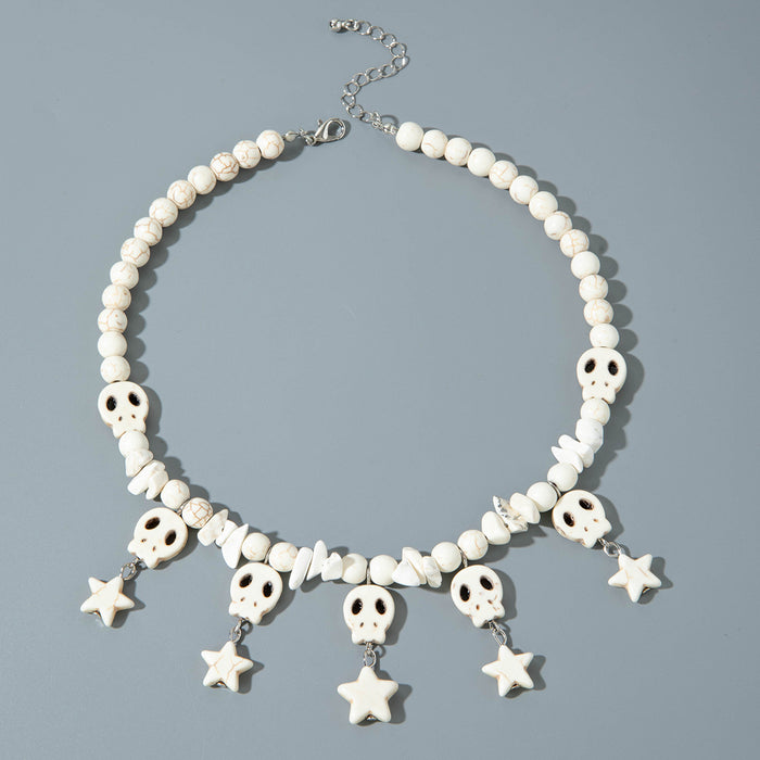 Wholesale Punk Style Skull Star Pendant Necklace Turquoise Vintage Accessory MOQ≥2