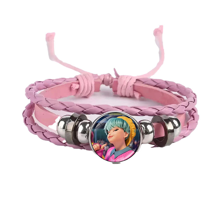Wholesale KPOP Couple leather braided black bracelet