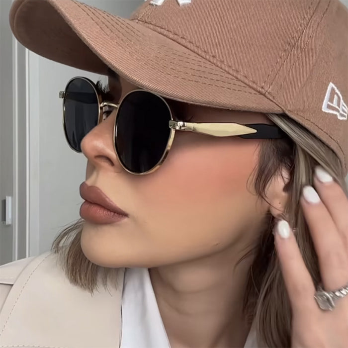 Wholesale Round Sunglasses Women's Instagram Street Metal Sunglasses Trendy Sunglasses