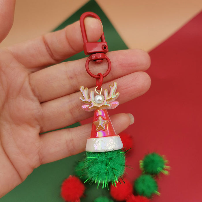 Wholesale Christmas Mobile Phone Pendant Cute  Bag Pendant Snowflake Christmas Tree Keychain Hanging Chain