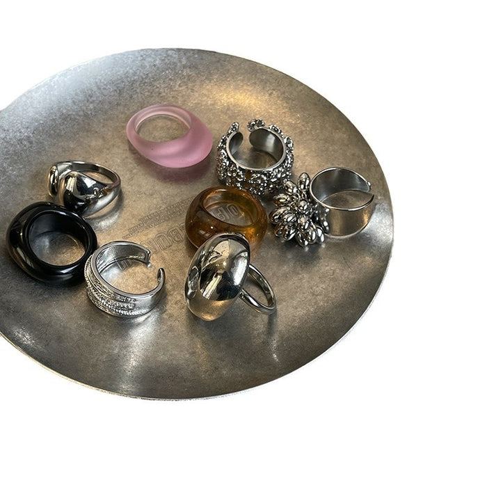 Wholesale Cold style retro open ring with resin layering, niche high-end feeling, simple and versatile index finger ring