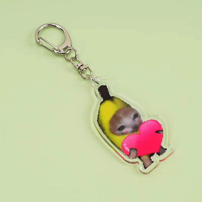 Wholesale Acrylic Banana Cat Cartoon Keychain JDC-KC-QiTong001