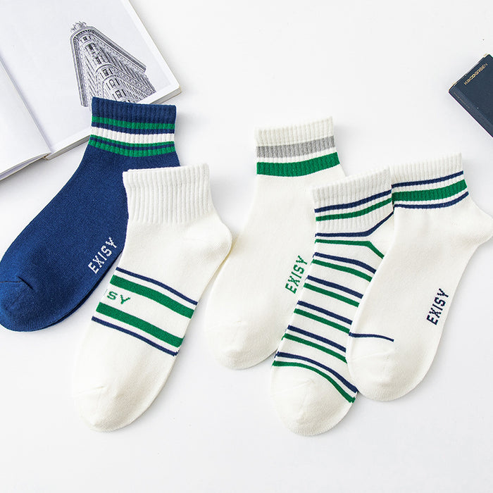 Wholesale Short tube men's socks, fashionable striped socks, casual and comfortable cotton socks, breathable and personalized