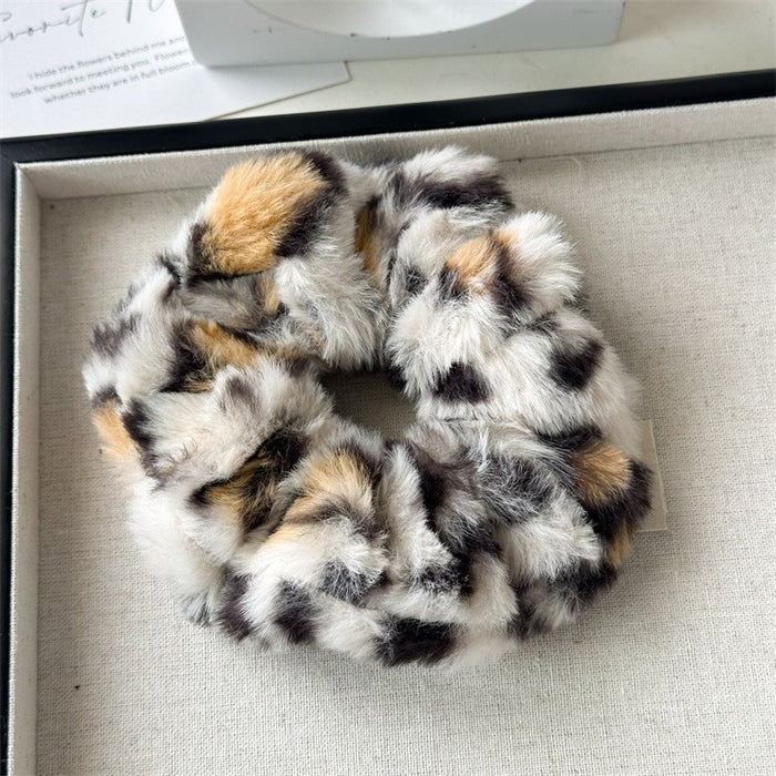 Wholesale Leopard Color Plush High Elastic Hair Scrunchies