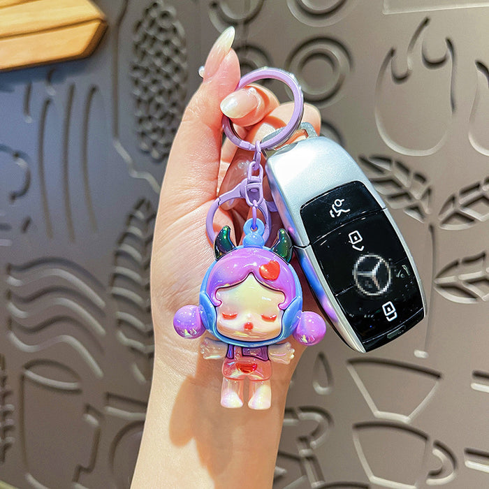 Wholesale Creative Electroplating Dreamy Girl Keychain Cute Cartoon Couple Bag Pendant
