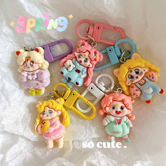 Wholesale Cute keychain pendant, student cartoon backpack ornament, backpack accessory