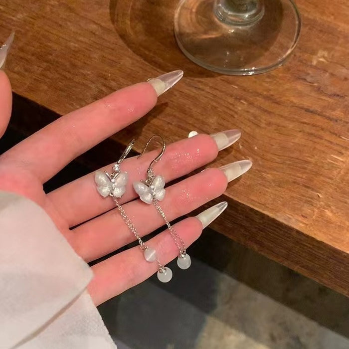 Wholesale Butterfly tassel earrings, new style, light luxury temperament, high-end feeling, earrings, niche temperament, unique earrings