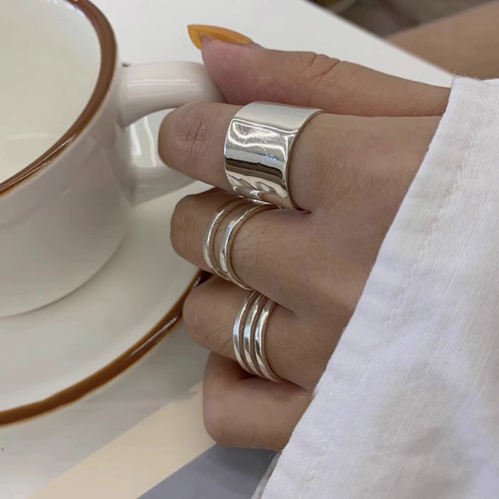 Wholesale Exaggerated lines gold irregular teardrop ring set