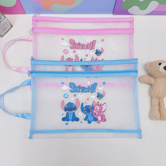Wholesale 10pcs/ pack A4 Double-Layer Mesh Zipper Bag File Folder