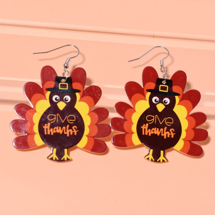 Wholesale Thanksgiving Cartoon Turkey Earrings JDC-ES-Zhanh006