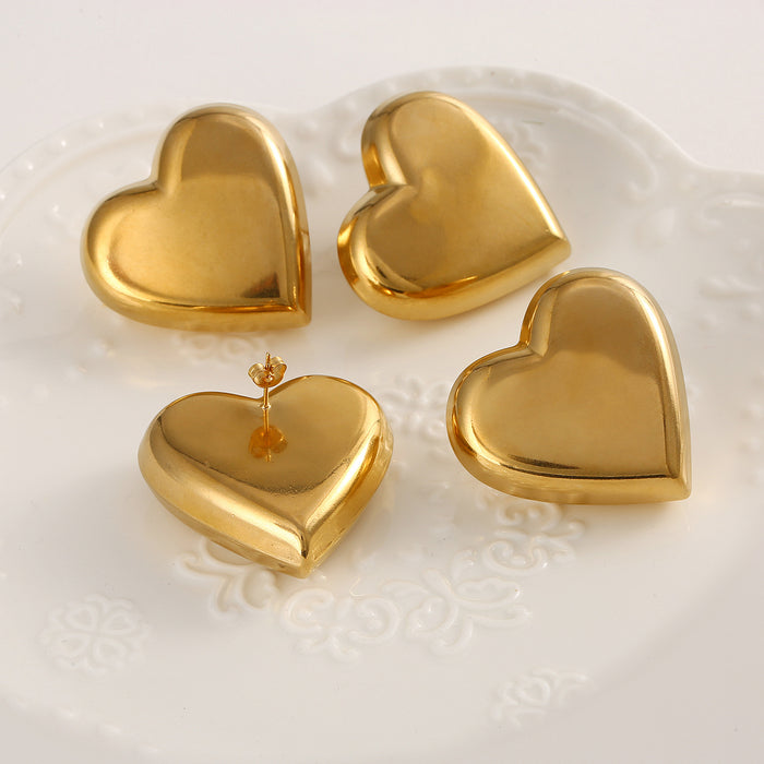 Wholesale Minimalist stainless steel pentagram heart-shaped earrings with a niche design, fashionable and personalized temperament earrings