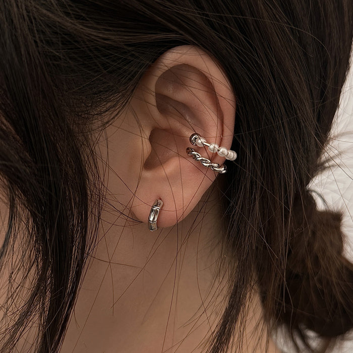 Wholesale Double Layer Highlight Pearl Ear Clip Earrings without Ear Holes