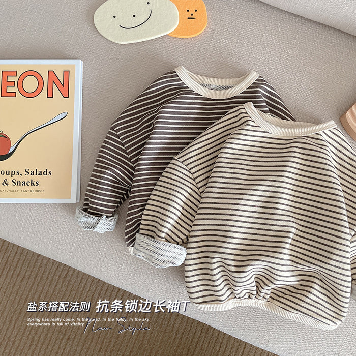 Wholesale Children's Striped Hoodie 0-6 Years Old Children's Clothing Baby Autumn Clothing Boy's Top Baby Base Shirt JDC-BC-XZXY008