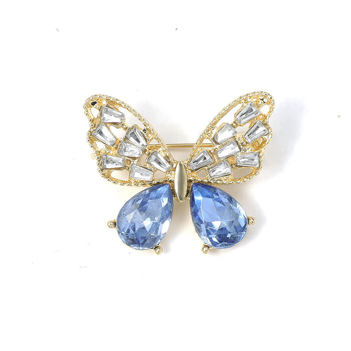 Wholesale Hollow out imitation zircon crystal butterfly brooch, gemstone chest flower decorative brooch accessory