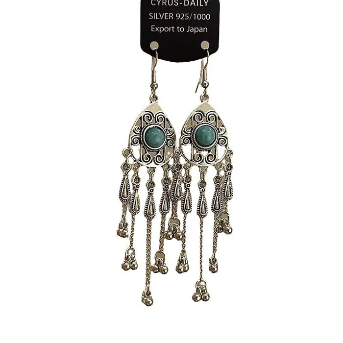 Wholesale Turquoise earrings, niche tassel earrings, fashionable and versatile earrings