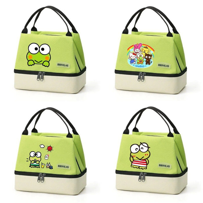 Wholesale Oxford Fabric Insulated Lunch Tote Bag Cute Cartoon Frog Design For Picnic Travel Everyday Use