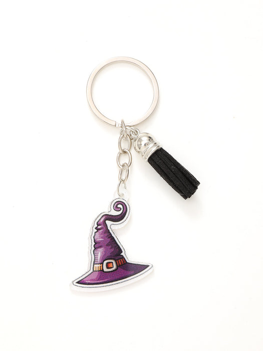 Wholesale Halloween Bat Pumpkin Head Witch Tassel Pendant Acrylic Keychain JDC-KC-YiTian017