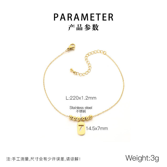 Wholesale Titanium Steel Pearl Bow Rhinestone Tassel Anklet Flower Number 7 Pendant Wedding Jewelry Accessory