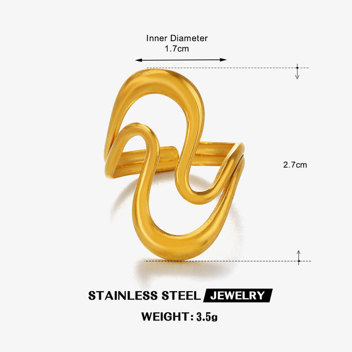 Wholesale Fashionable and trendy stainless steel minimalist style ring with exaggerated gold-plated geometric titanium steel ring wholesale