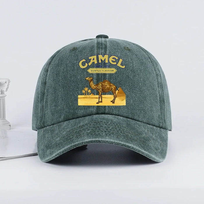 Wholesale Vintage Camel Print Washed Baseball Cap Stylish American Retro Adjustable Peaked Cap