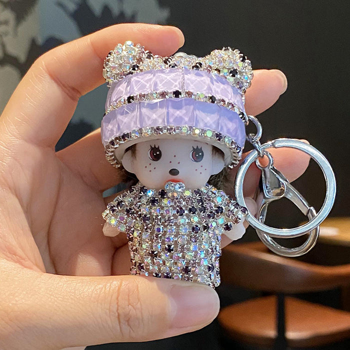 Wholesale Diamond-encrusted Cute Plush Doll Keychain JDC-KC-ManL002